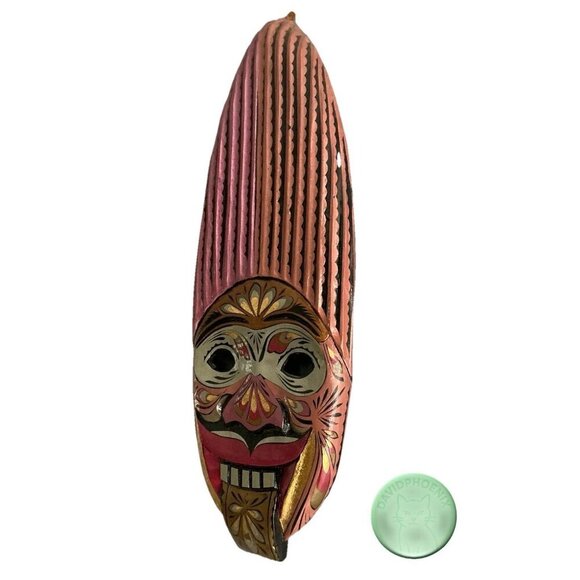 Handmade Colombian Indigenous Wooden Tribal Masks – Set of 2 – Folk Art Wall - Picture 7 of 11